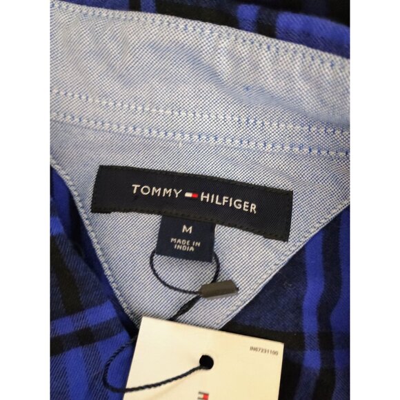 Tommy Hilfiger Men's Regular Fit Cotton Blue Plaid Flannel Long Sleeve Casual - Picture 10 of 10